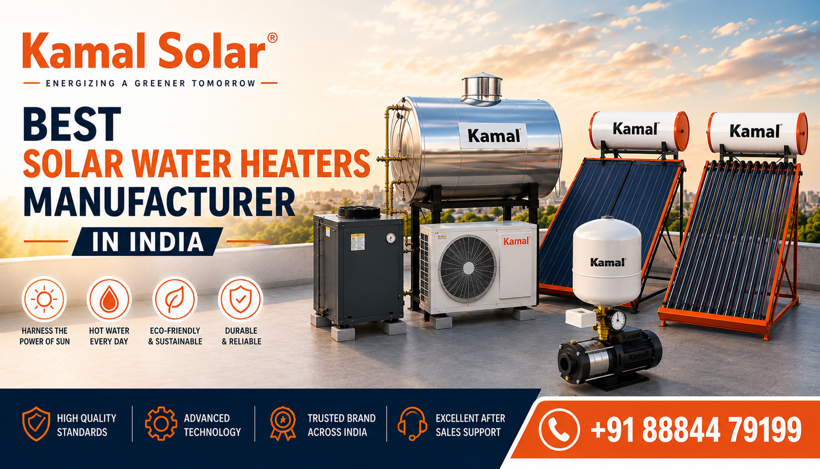 Best solar water heater in Karimnagar — Kamal Solar installation
